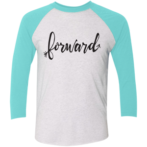 "Forward"Next Level Tri-Blend 3/4 Sleeve Baseball Raglan T-Shirt